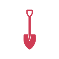 Shovel icon in red